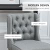 26.25" Counter Height Bar Stools, Tufted Wingback Armless Upholstered Dining Chair with Rubber Wood Legs, Set of 2, Gray