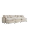 Oversized Modular Cushioned Sofa with 3 Ottomans, Modular Sofa Set to work as Sleeper Sofa Bed , 6 - Piece Sofa Set with One 3 Seater Sofa and Three O