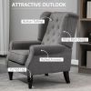 Button-Tufted Accent Chair Dark Gray with Round Armrests & Wood Legs for Living Room