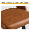 2 Pcs Brown PU Swivel Bar Stools with Open Backrest & Metal Legs