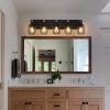 31" Industrial Vintage 5-Light Wall Sconce - Black Cage Wall Lighting Fixture with Wooden Accents for Bathroom, Hallway, or Living Room (Bulb Not Incl