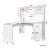 Home Office Computer Desk with Hutch, Antiqued White finish