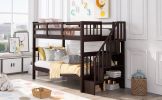 Twin Over Twin Bunk Bed with Storage Stairs
