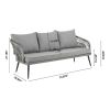 Manhattan Comfort Riviera Rope Wicker 4-Piece 5 Seater Patio Conversation Set with Cushions in Grey