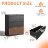 Lateral File Cabinet 3 Drawer, Black Filing Cabinet with Lock, Lockable File Cabinet for Home Office, Locking Metal File Cabinet for Legal/Letter/A4/F