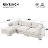 [VIDEO provided][New] 96*56" Modern Cloud Sectional Sofa,L-shaped Luxury Couch Set with 2 Free pillows,4-seat Chenille Indoor Furniture with Oversized