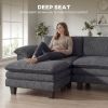 Sectional Sofa, L Shaped Couch with Deep Seat, Movable Ottoman and Pillow-top Armrests, Dark Gray