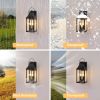20'' Outdoor Wall Light, Porch Light Outdoor Wall Sconce Lantern, 2-Light Modern Black Exterior Lighting Fixture Wall Mount, Outside Light for House G