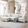 [VIDEO provided][New] 96*56" Modern Cloud Sectional Sofa,L-shaped Luxury Couch Set with 2 Free pillows,4-seat Chenille Indoor Furniture with Oversized