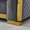 Velvet Luxury Chesterfield Sofa Set, 84 Inches Tufted 3 Seat Couch with Gold Stainless for Living Room, Grey Fabric