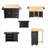 Kitchen Island & Kitchen Cart, Mobile Kitchen Island, Rubber Wood Top, Big & Adjustable Shelf Inside Cabinet for Different Utensils, Luxury Design Fit