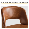 2 Pcs Brown PU Swivel Bar Stools with Open Backrest & Metal Legs