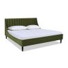 Aspen Vertical Tufted Headboard Platform Bed Set, King, Olive Green Performance Velvet