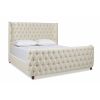 Brooklyn King Tufted Panel Bed Headboard and Footboard Set, Light Beige Linen