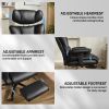 Office Chair with Foot Rest and Waist Lumber Support, Ergonomic Gaming Chair with Adjustable Height Headrest, High-Back Leather Reclining Chair for Ho