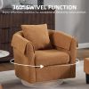 Swivel Accent Chair with Ottoman Set, Modern Chenille Barrel Armchair with Removable Back Pillow & 2 Armrest Covers for Living Room, Bedroom, Office,