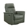 Green Leather Upholstered Swivel Glider Reclining Chair Luxury Living Room Furniture Comfort Chair 1pc Plush Comfort
