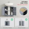 Pedestal Sink Storage Cabinet Bathroom Vanity with Doors Shelf Grey