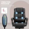 High Back Massage Office Chair with 6-Point Vibrating Pillow Lumbar Support Recliner Black