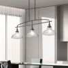 45" Industrial 3-Light Pendant Chandelier with Clear Glass Shades, Black Metal Frame, Adjustable Height, Modern Farmhouse Lighting for Kitchen Island,