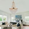 20" Modern Crystal Pendant Chandelier with Golden Finish – Elegant 11-Light Hanging Light Fixture Tiered Design for Dining Room, Living Room, or Entry