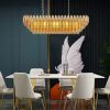 Modern Chandeliers for Dining Room, 54" Large Rectangle Gold Kitchen Chandelier Over Table, 12-Light with Smoke Glass Ceiling Lights, Farmhouse Pendan