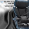 Office Chair with Foot Rest and Waist Lumber Support, Ergonomic Gaming Chair with Adjustable Height Headrest, High-Back Leather Reclining Chair for Ho