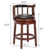 Seat height 26.5'' Cow top Leather Wooden Bar Stools, 360 Degree Swivel Bar Height Chair with Backs for Home Kitchen Counter(black 1pc)