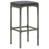 Bar Stool Set of 4 Grey PE Rattan Standard Footrest
