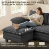 Sectional Sofa, L Shaped Couch with Deep Seat, Movable Ottoman and Pillow-top Armrests, Dark Gray