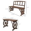 Carbonized Patio Perfection: 4-Person Dining Set with Carriage-Wheel Design for Alfresco Elegance