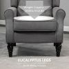 Button-Tufted Accent Chair Dark Gray with Round Armrests & Wood Legs for Living Room