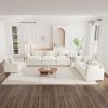 Modern Sofa Couch, 3 Piece Set Extra Deep Seat Sectional Sofa for Living Room, Oversized Sofa, 3 Seat Sofa, Loveseat and Single Sofa, White Chenille