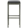 Bar Stool Set of 3 Grey Poly Rattan Standard Footrest