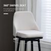 Bar Height Bar Stools Set of 2, Modern 360° Swivel Kitchen Chairs with Steel Legs and Footrest, 29.5 Inch Seat Height Upholstered Barstools for Kitche