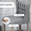 26.25" Counter Height Bar Stools, Tufted Wingback Armless Upholstered Dining Chair with Rubber Wood Legs, Set of 2, Gray