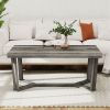 Rectangle Coffee Table Rubber Wood Base with Cross-Shaped Base