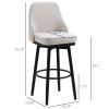 Bar Height Bar Stools Set of 2, Modern 360° Swivel Kitchen Chairs with Steel Legs and Footrest, 29.5 Inch Seat Height Upholstered Barstools for Kitche