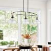 45" Industrial 3-Light Pendant Chandelier with Clear Glass Shades, Black Metal Frame, Adjustable Height, Modern Farmhouse Lighting for Kitchen Island,