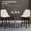 Bar Height Bar Stools Set of 2, Modern 360° Swivel Kitchen Chairs with Steel Legs and Footrest, 29.5 Inch Seat Height Upholstered Barstools for Kitche