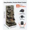 Outdoor Water Fountain, 35.63 in Height Fountain and Waterfall, 4-Tier Floor Standing Cascading Fountains with LED Light and Pump, Block Stack Style,