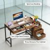 Computer Desk, Study Writing Table with Reversible Drawer Cabinet