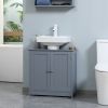 Pedestal Sink Storage Cabinet Bathroom Vanity with Doors Shelf Grey