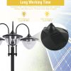74.5" 3-head Solar Lamp Post Street Light with Planter, Automatic-on, 6 Hour Max Outdoor Ready LED Lighting, Black