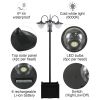 74.5" 3-head Solar Lamp Post Street Light with Planter, Automatic-on, 6 Hour Max Outdoor Ready LED Lighting, Black