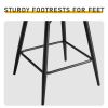 2 Pcs Brown PU Swivel Bar Stools with Removable Backrest, Bentwood Back Panel & Metal Legs