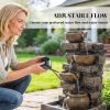 28 Inch Rustic Outdoor Water Fountain with LED Lights