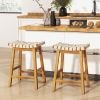 Woven Faux Leather Bar Stools Set of 2
