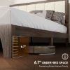 Full Bed Frame with Headboard Full Size Platform Bed Frame with Wooden Slats No Box Spring Needed Easy Assembly Walnut