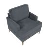 Modern Comfort Accent Chair 1pc Gray Chenille Upholstery Gold Finish Metal Legs Living Room Furniture Durable Plywood